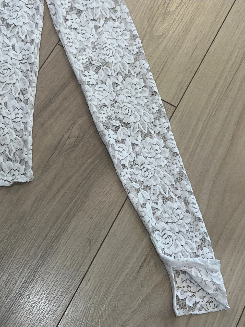 Free People All Night Lace Long-Sleeve Scoop Neck Top in Petal